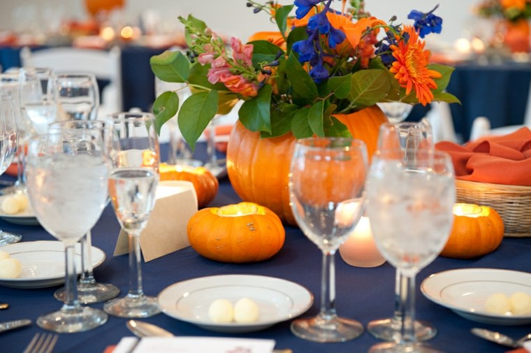 mariage automne decoration citrouille table