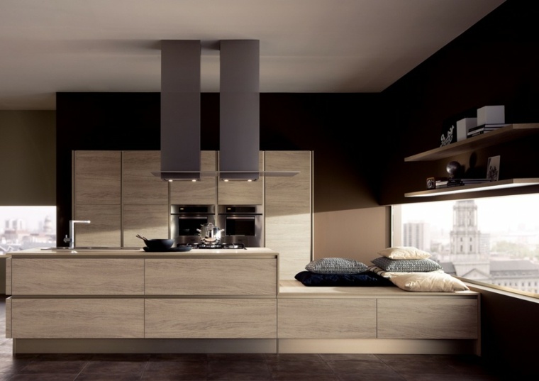 cuisine noire et bois meubles modernes design italien