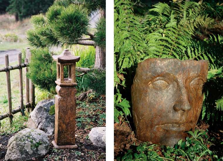 jardin japonais idée décorer figures sculptures pierres