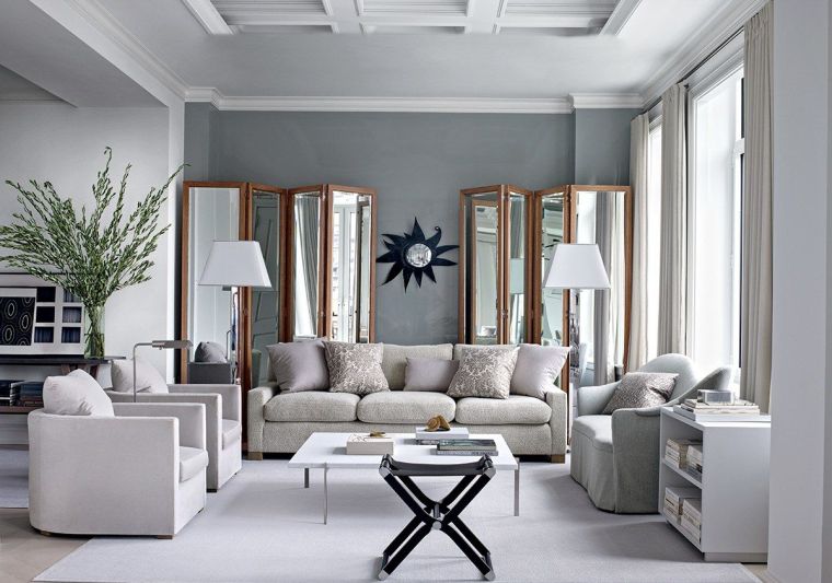 déco salon gris et blanc interieur contemporain