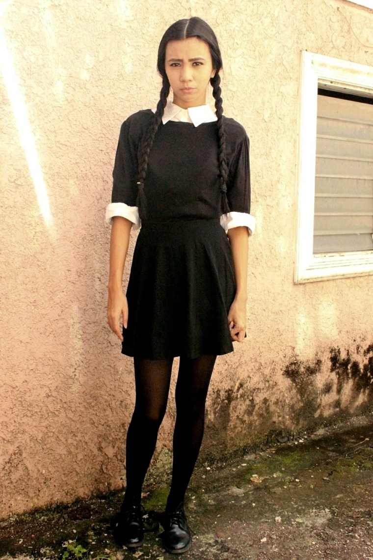 déguisement halloween fille diy robe noire chemise blanche