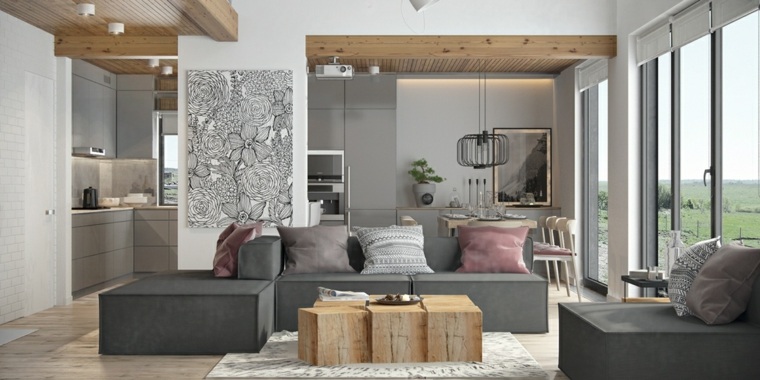 loft moderne minimaliste style appart design salon canapé
