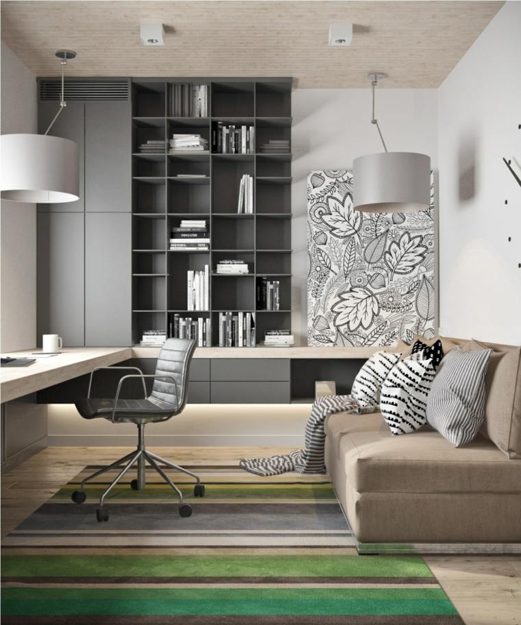 loft contemporain design canapé beige coussins déco tableau