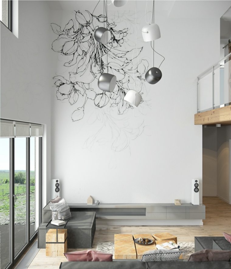 salon loft contemporain style minimaliste design table basse bois