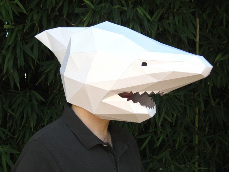 masque carton diy idée requin effet 3D original