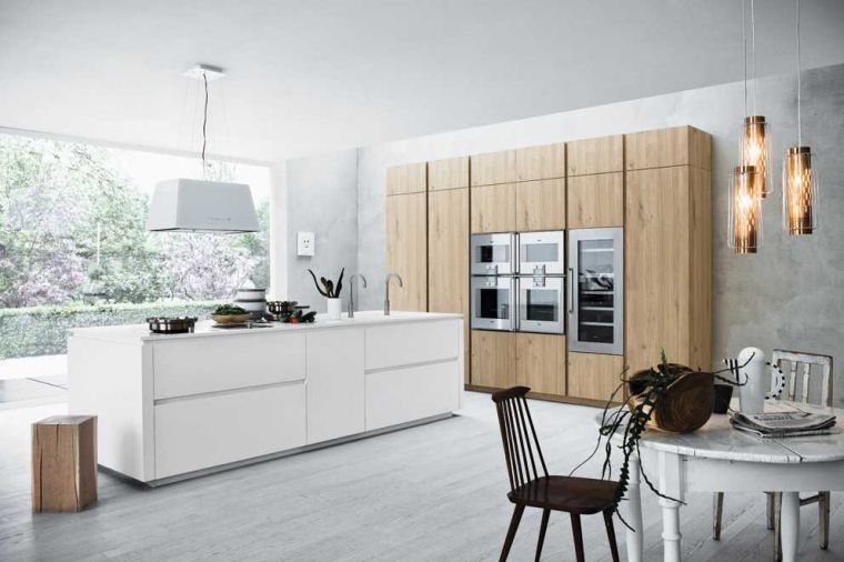 meuble moderne cuisine blanche et bois 