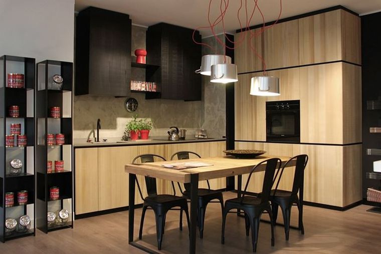 meubles cuisine noire et bois design moderne