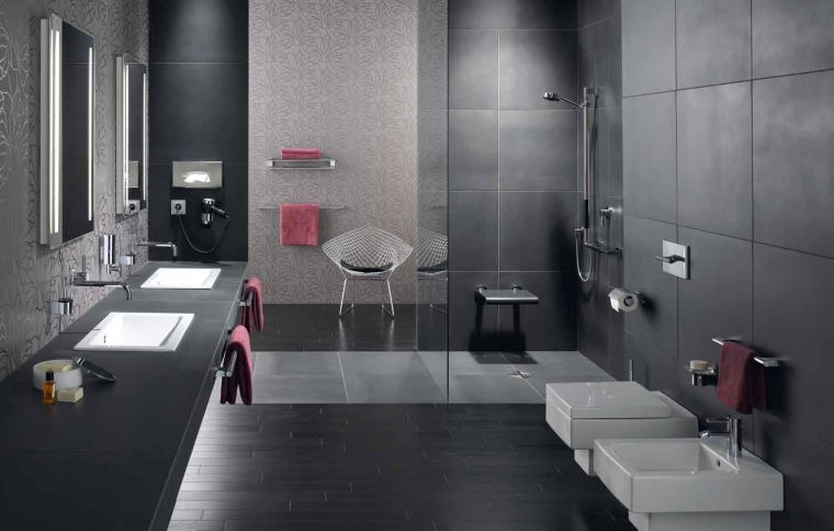 exemple salle de bain ardoise idee decoration moderne