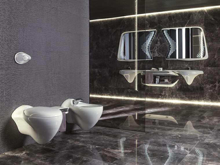 porcelanosa design toilettes douche carrelage miroir zaha hadid design