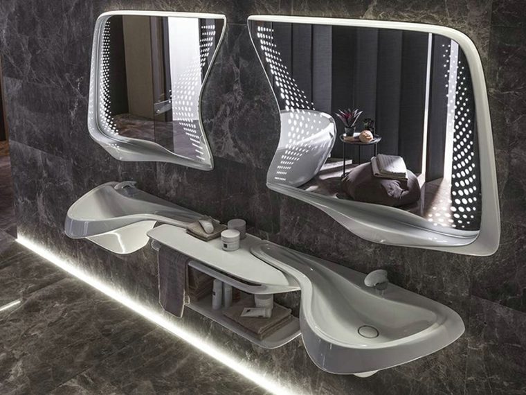 hadid design miroirs salle de bain vasque moderne carrelage