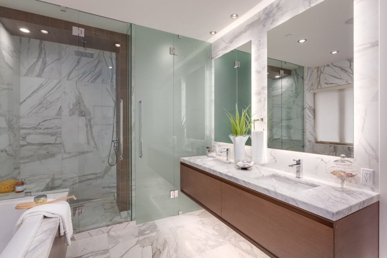 salle de bains bois meuble design tendance moderne marbre design tendance