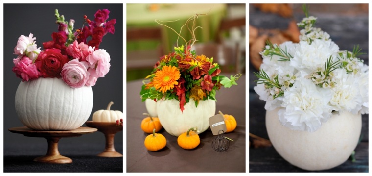 déco automne diy idée citrouille vase décorer espace fleurs
