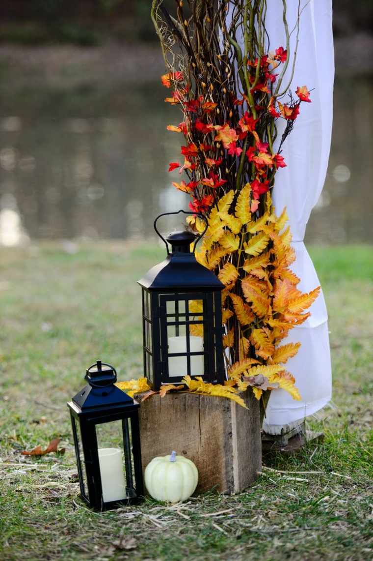 décoration automne bougies diy idée feuilles mortes