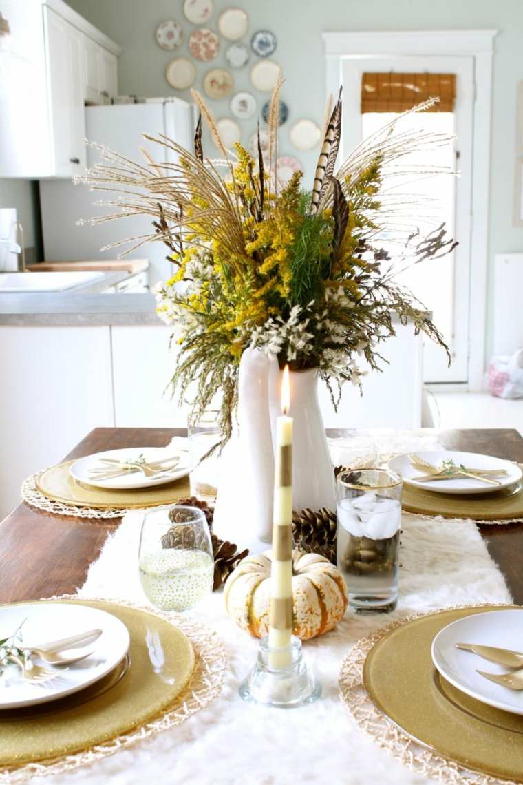 décoration de table bouquet table en bois rustique idée déco automne originale