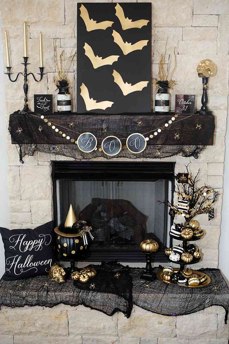 halloween décoration moderne cheminee ornements