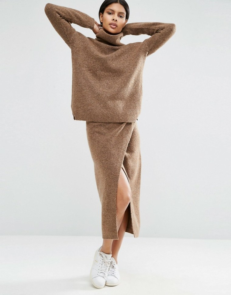 femme mode jupe maille laine tendance automne hiver 2017