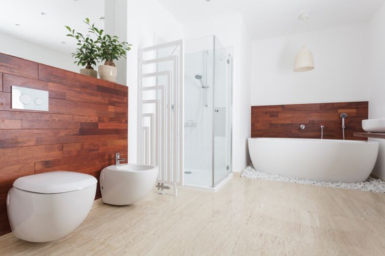 salle de bain douche moderne bois