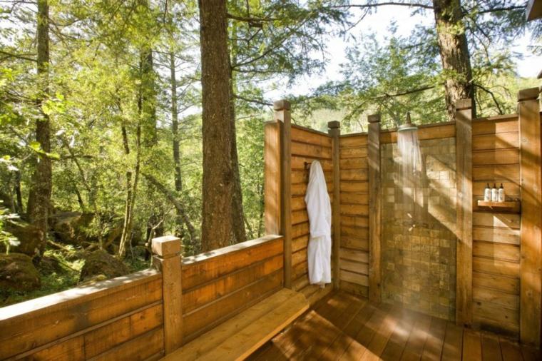 salle de bains bois design cabine douche tendance