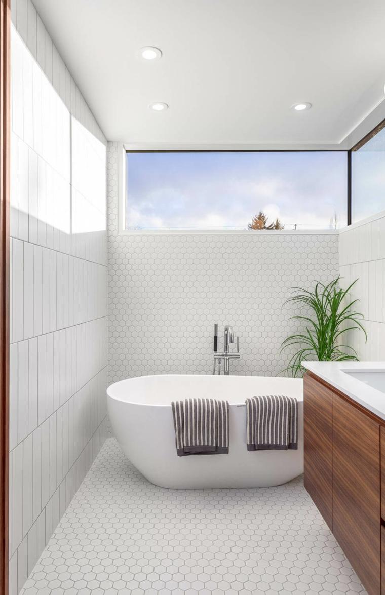 salle de bains design baignoire design moderne meuble bois carrelage