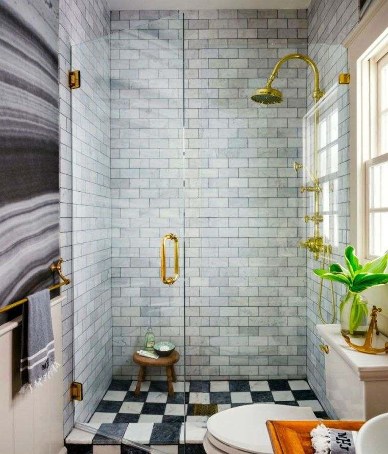 idée pour amenager petite salle de douche carreaux gris