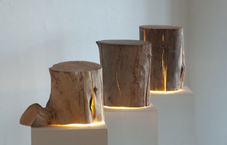 bûche de bois decorative lampe design 