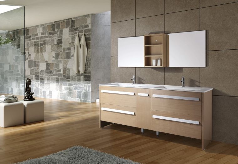 carrelage mur bois meuble salle de bain bois moderne