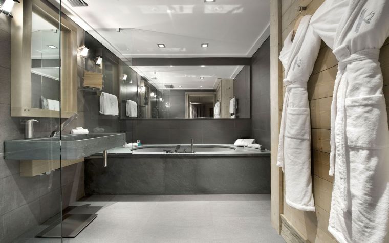 inspiration carrelage salle de bain grise et bois interieur elegant