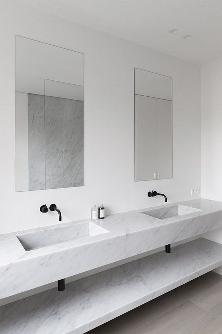 carrelage salle de bain marbre blanc vasque mobilier