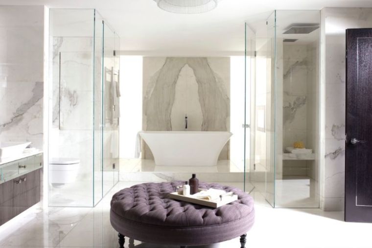 idee carrelage salle de bain marbre blanc image