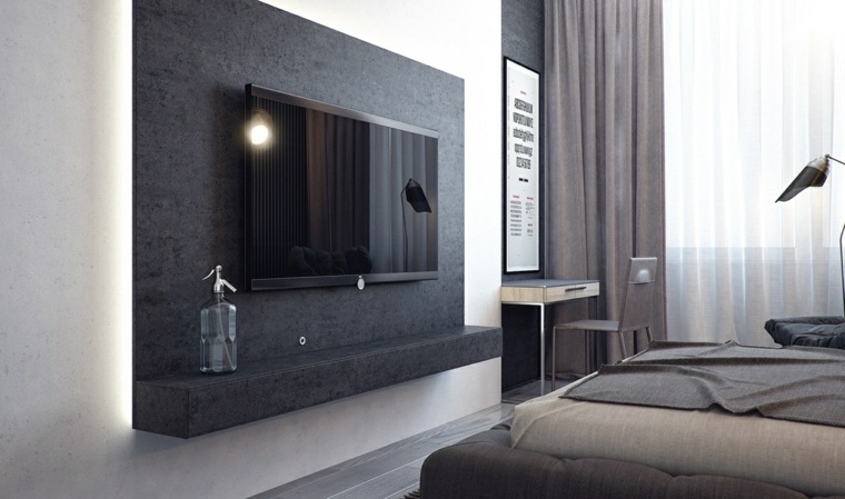 couleur neutre deco meuble mur ecran plat chambre moderne