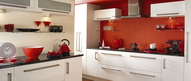 credence rouge cuisine meuble design blanc