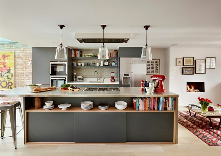 créer sa cuisine ilot moderne exemple meuble rangement malin