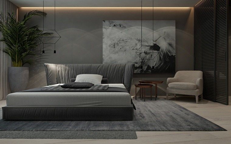 photo de chambre deco couleur gris tapis style moderne