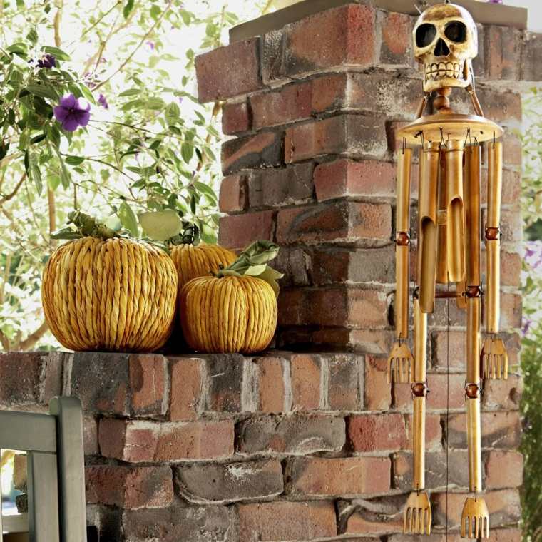 décoration halloween carillon vent squelette citrouilles