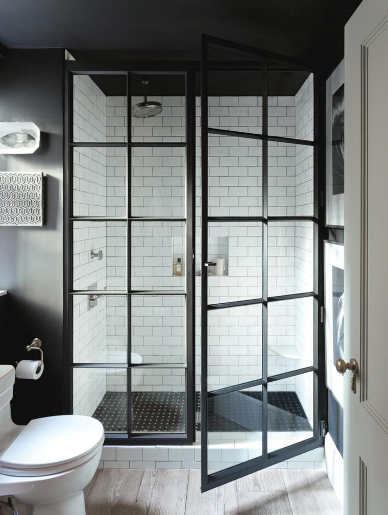 douche design idee salle de bain noire et verre