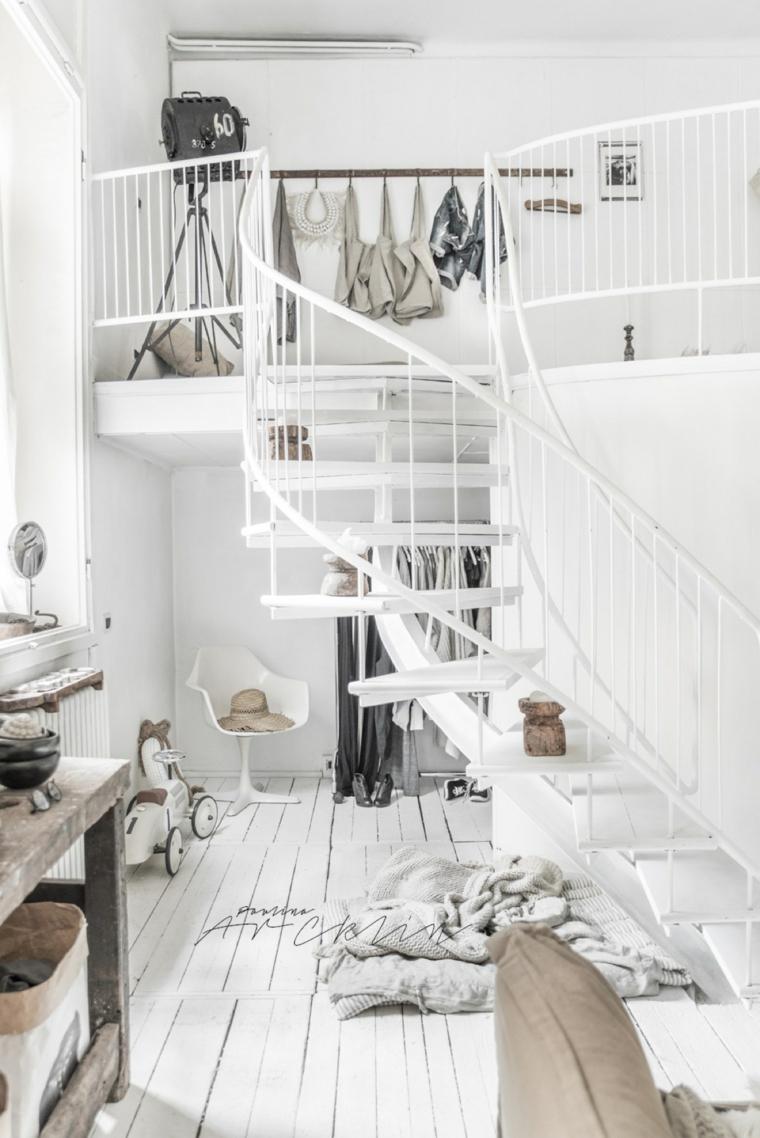 dressing escalier blanc design moderne intérieur chambre pièce blanche