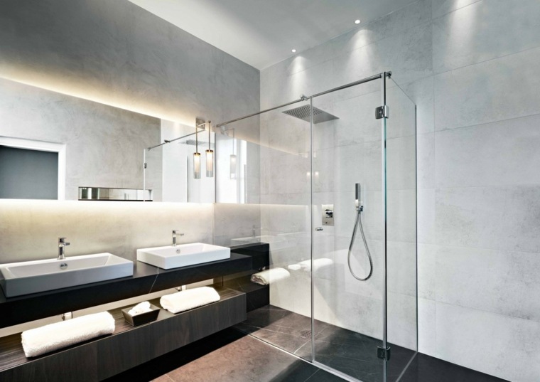 éclairer espace salle de bain meuble idée cabine douche éclairage 
