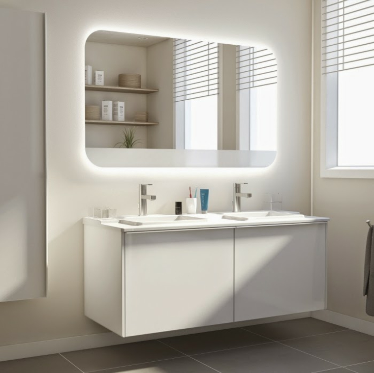 salle de bains moderne idée éclairage miroir meuble salle de bain design