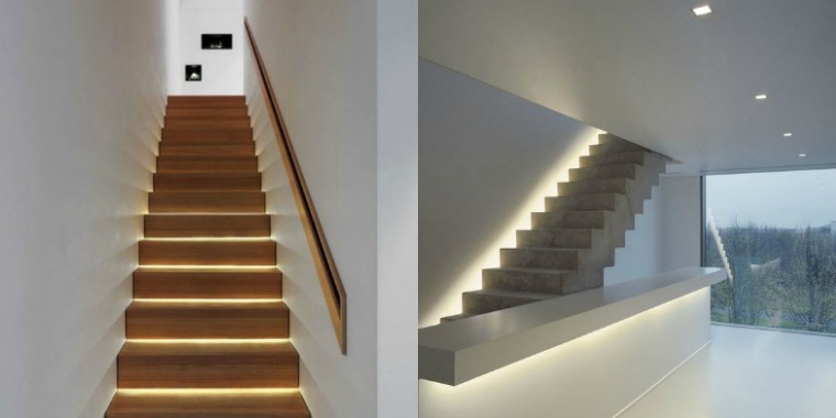 escalier-bois-beton-idee-interieur-eclairage