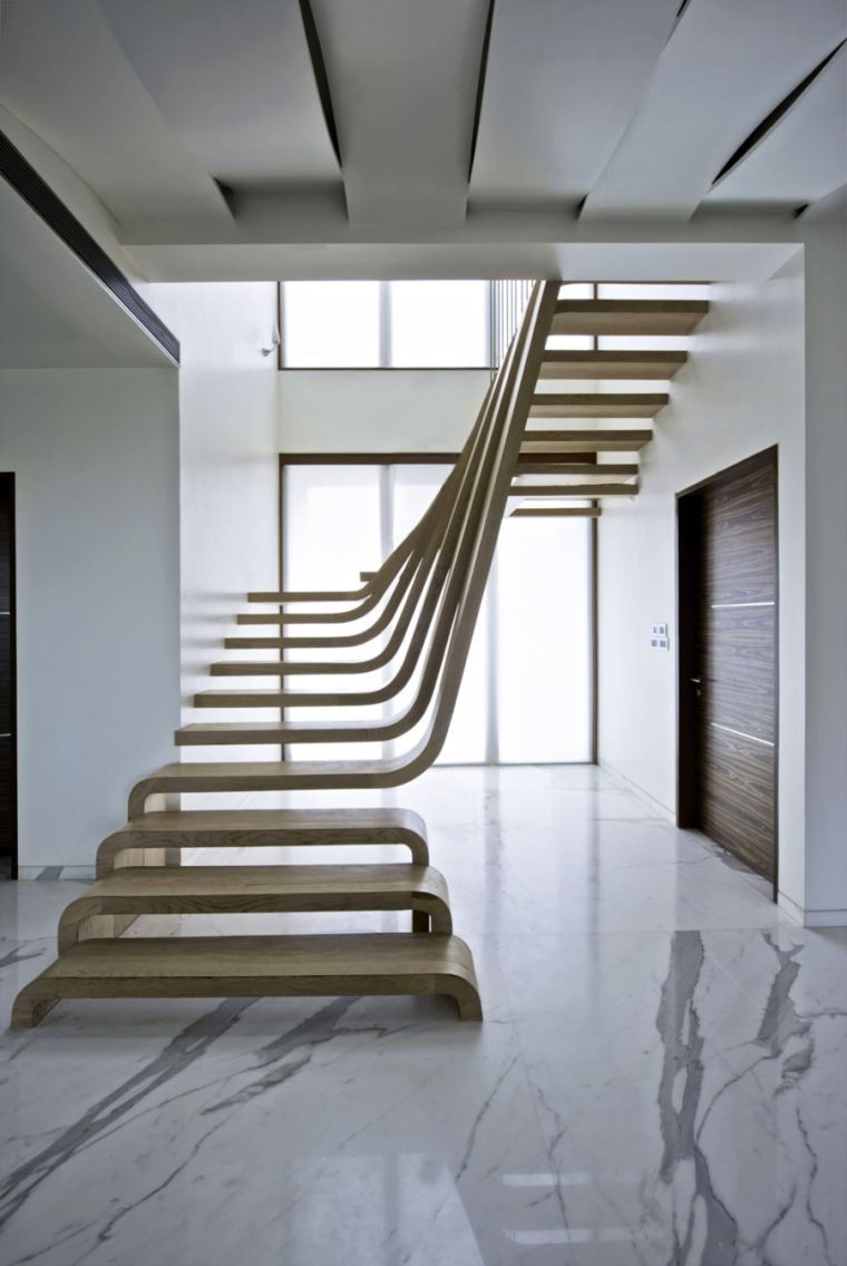 escalier intérieur design marches bois