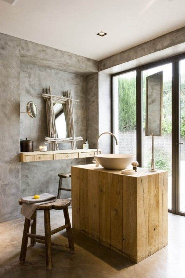 evier ilot salle de bain rustique style moderne 