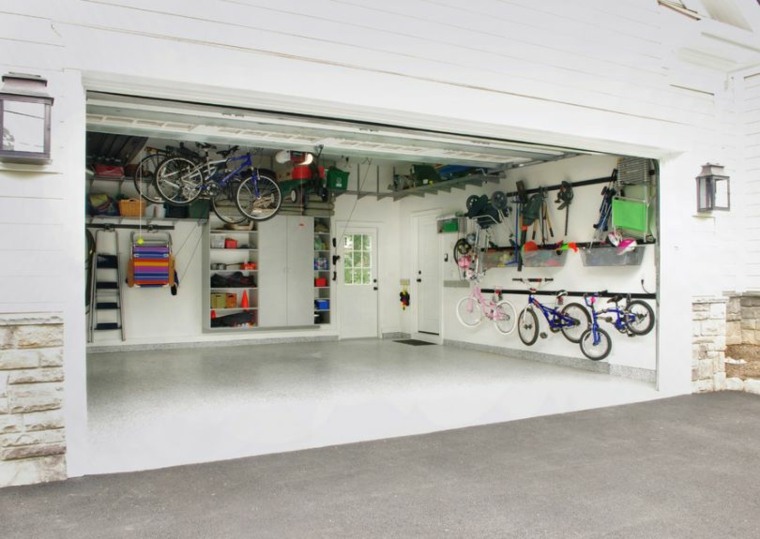 idee garage rangement placards etageres mur