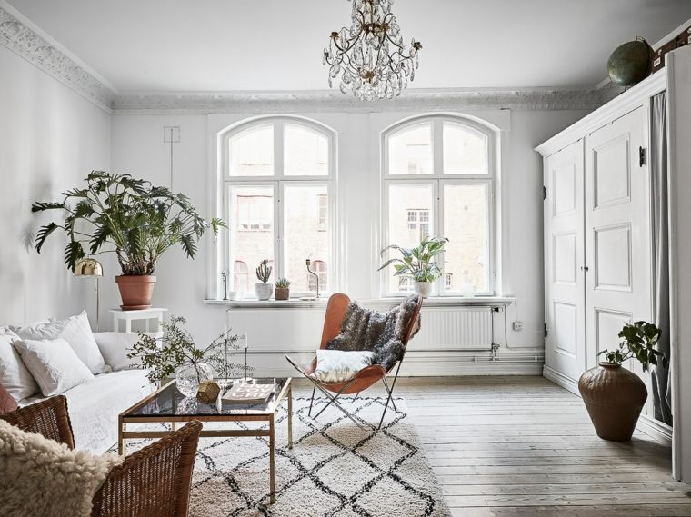 idée déco salon scandinave meuble tresse design nordique