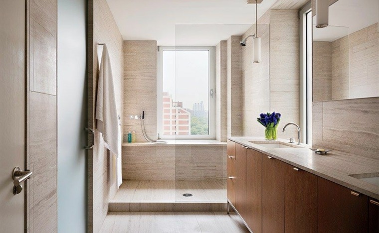 idées salle de bain beige cabine de douche design 
