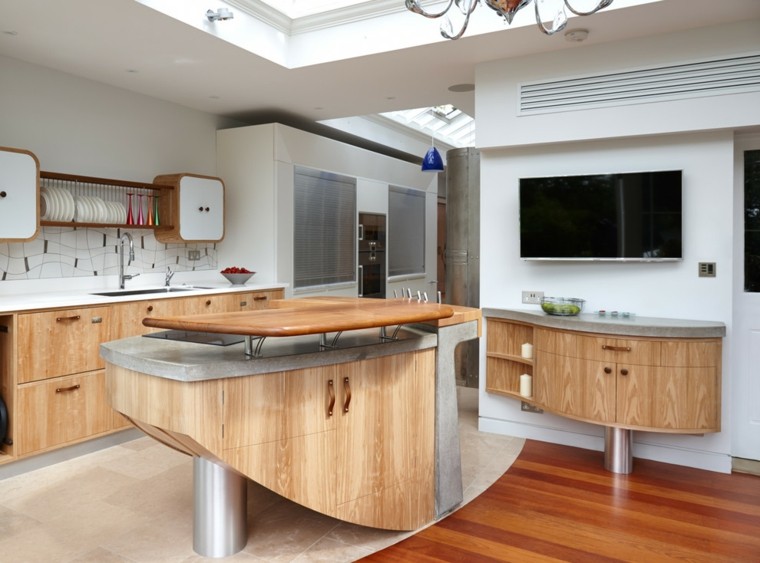 design intérieur moderne îlot de cuisine bois béton design d'intérieur