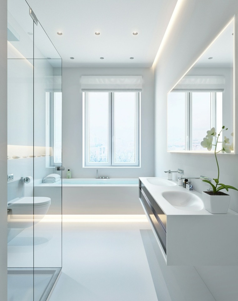 salle de bains design idée éclairage moderne évier