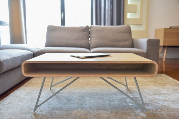 salon moderne table basse bois canapé tapis sol moderne idées
