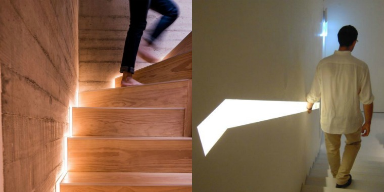 luminaire escalier éclairage idée bois design intérieur