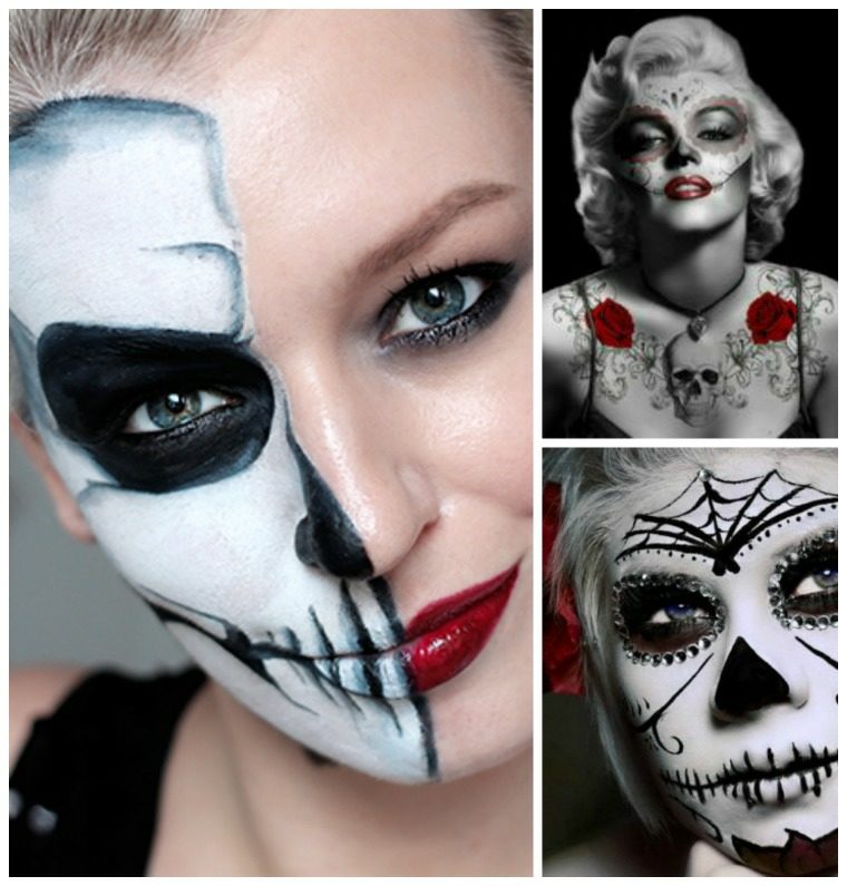 maquillage halloween femme mexicaine couleurs sang