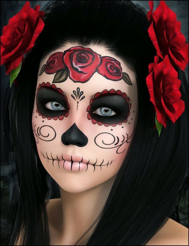 maquillage halloween femme mexicaine dia muertos